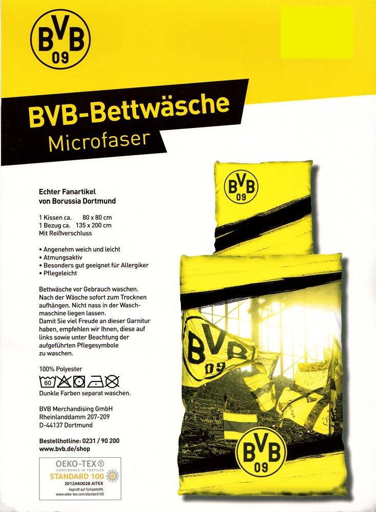 Bettwäsche BVB Borussia Dortmund - Fans und Fahnen - 135 x 200 cm - Mikrofaser